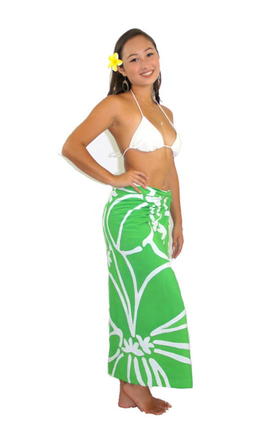 Naupaka Sarong, Green & White