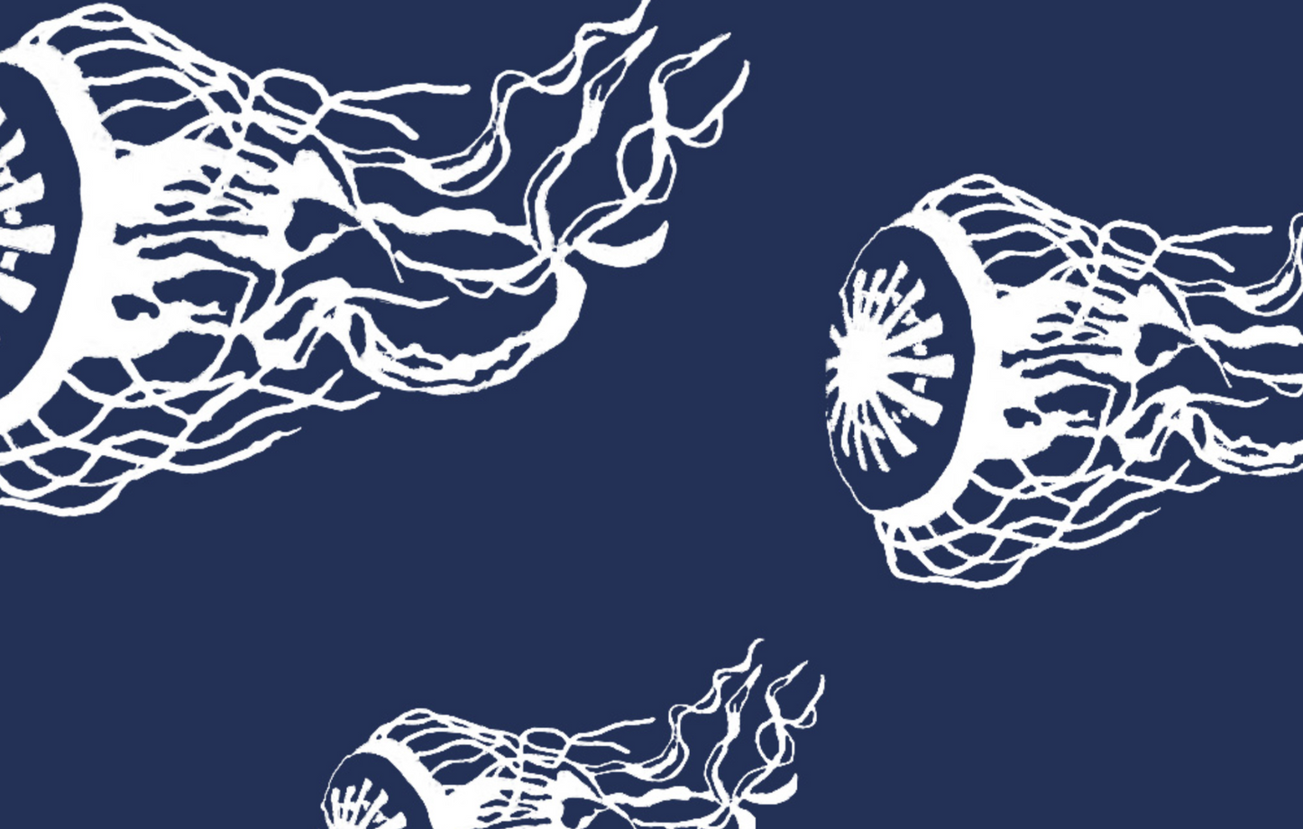 Floating Jellies Sarong, Navy & White