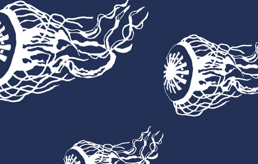 Floating Jellies Sarong, Navy & White